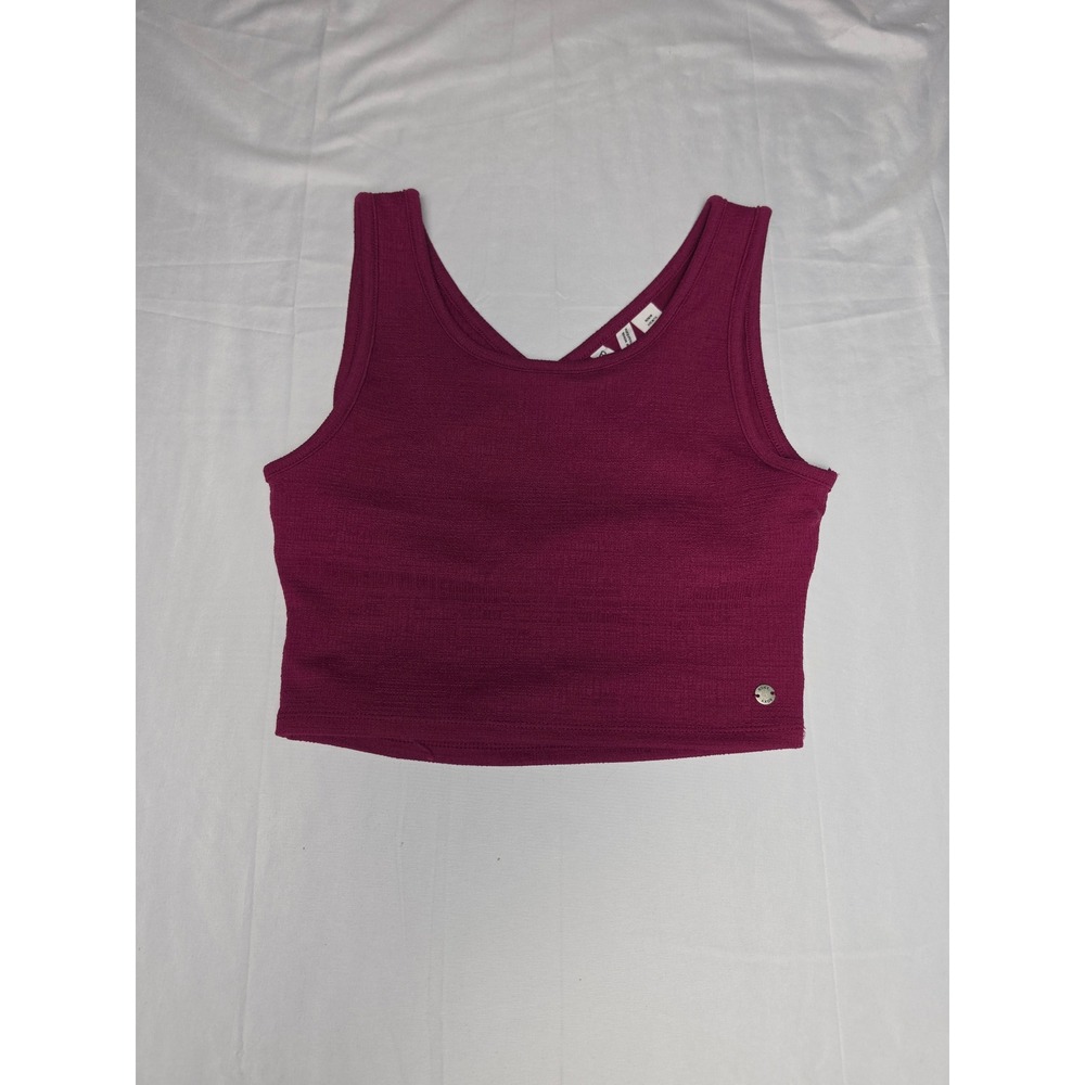 Roxy Women Burgundy Slub Knit Crisscross Back Crop Tank Top ERJKT03648 Size M